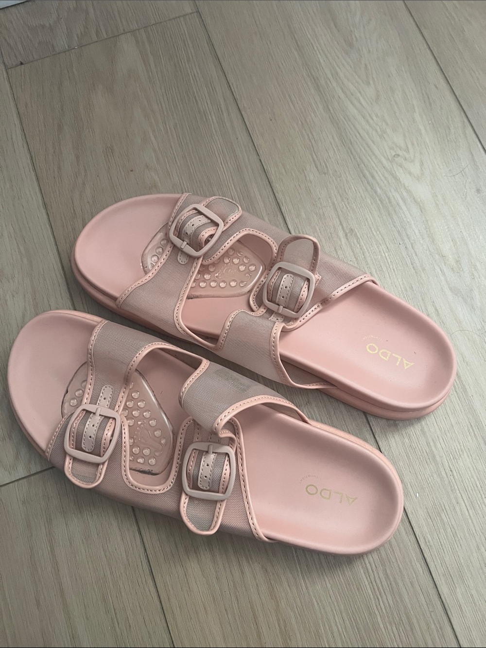 ALDO Blush Pink Dual-Buckle Slide Sandals